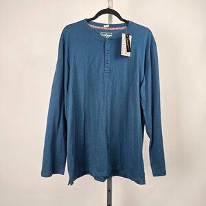 British Invasion Blue Cotton Button Down Long Sleeve Size XL